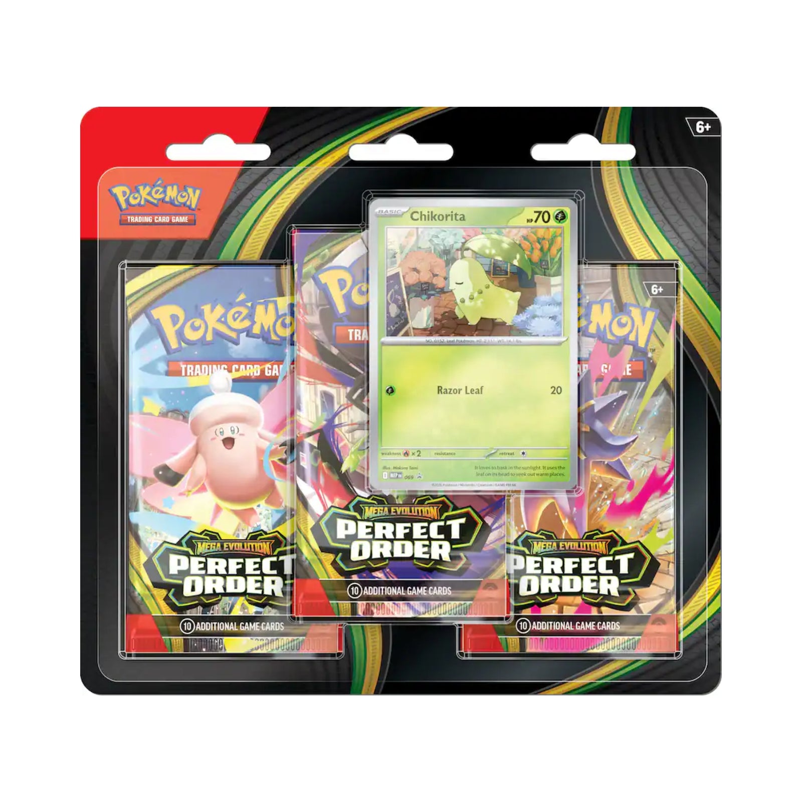 Pokemon Mega Evolution- Perfect Order 3 Pack Blister (Chikorita) (PRE-ORDER)